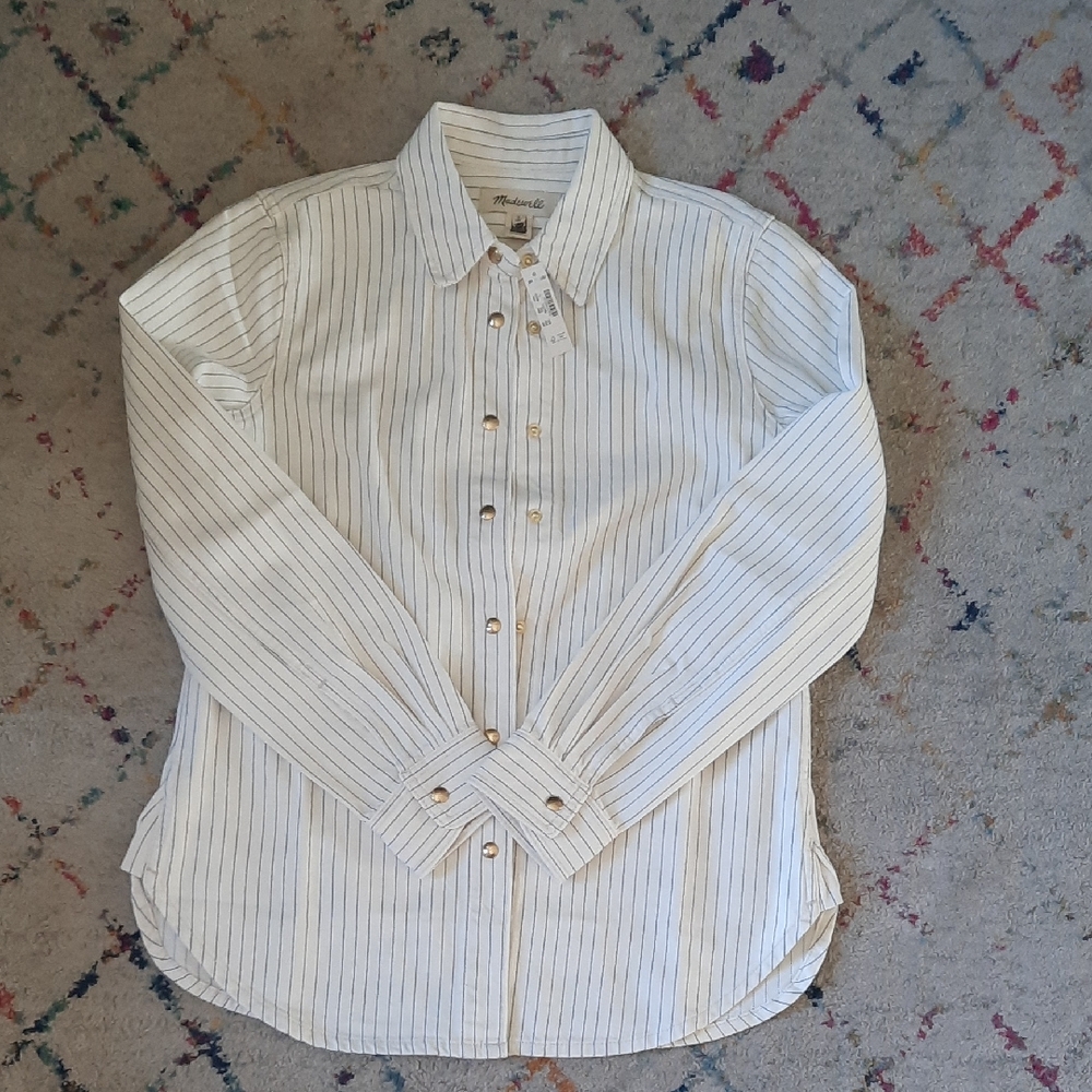 Madewell Denim Classic Button-up Shirt In Pinstripe Small